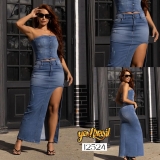 CONJUNTO JEANDE FALDA LARGA  YES BRASIL REF 12524